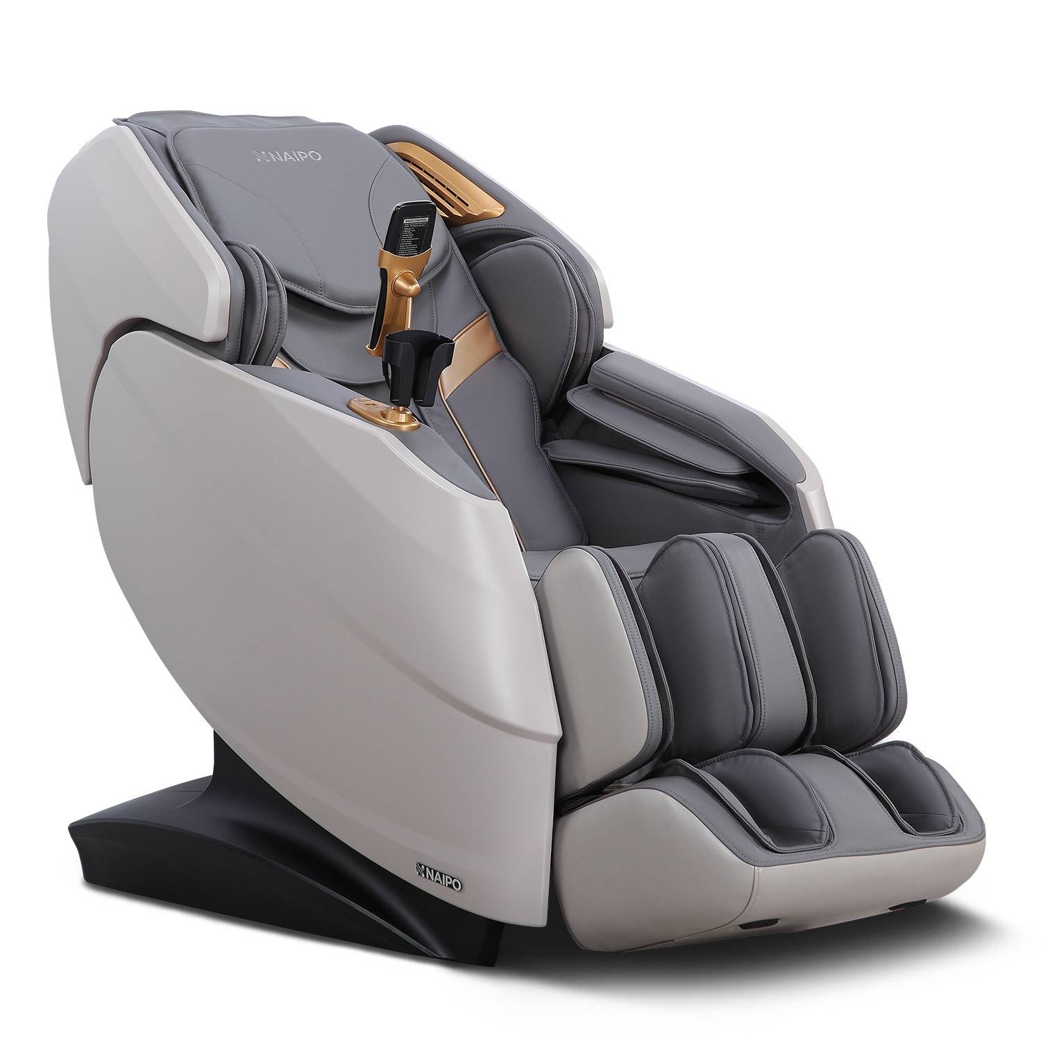 Naipo 3D Massagesessel R50 weiß, High-End Massagestuhl, Wärmefuktion, Grau