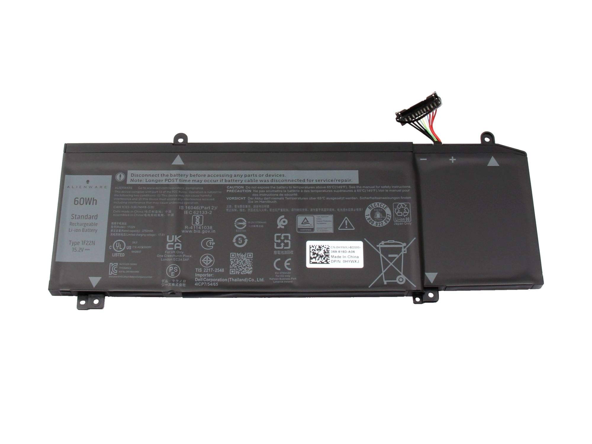 Dell 1F22N Akku 60Wh Original - Akku - 3.750 mAh - 15,2 V