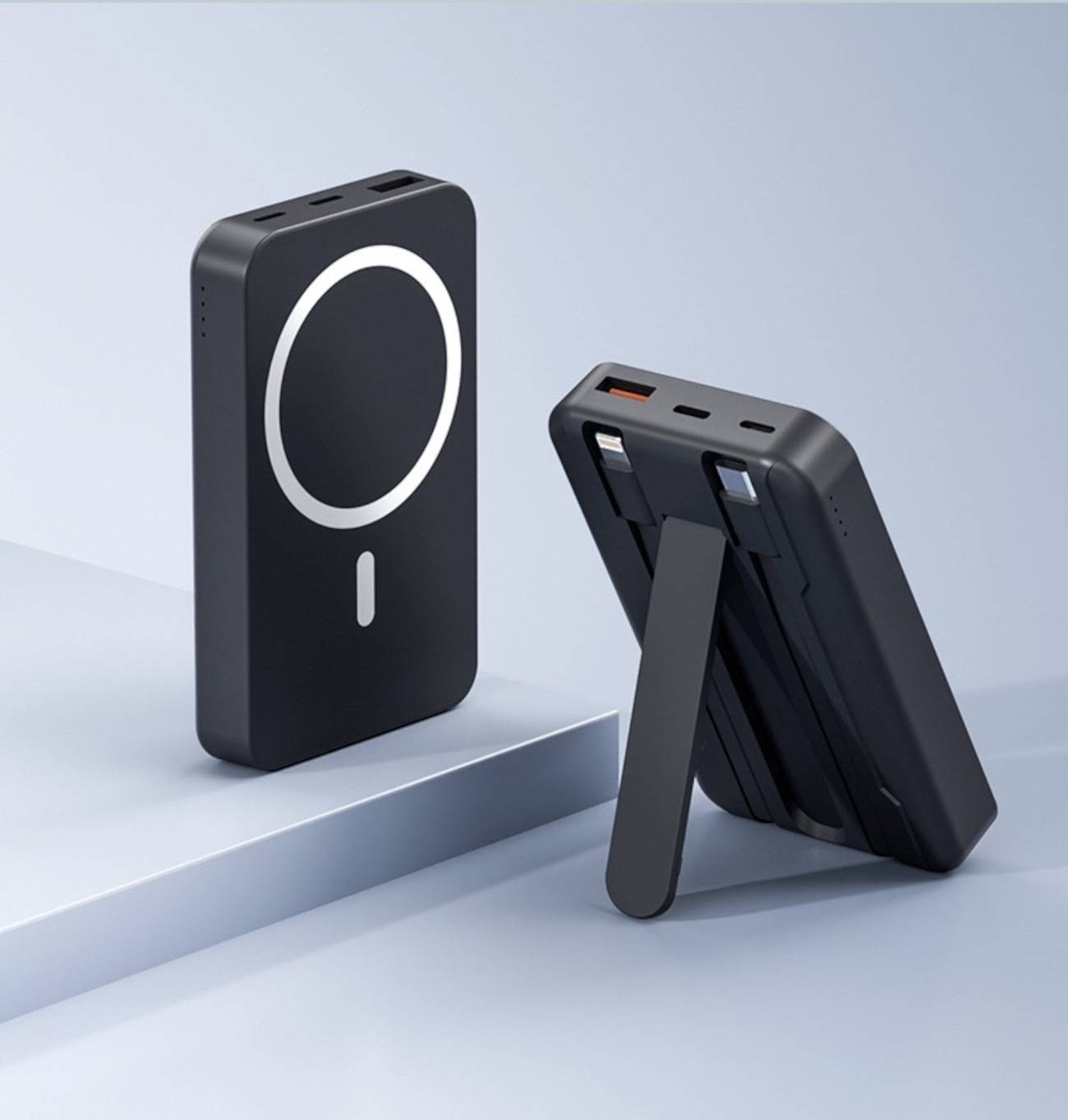 Powerbank Magnetic mit Kabel 10000mAh (Schwarz)