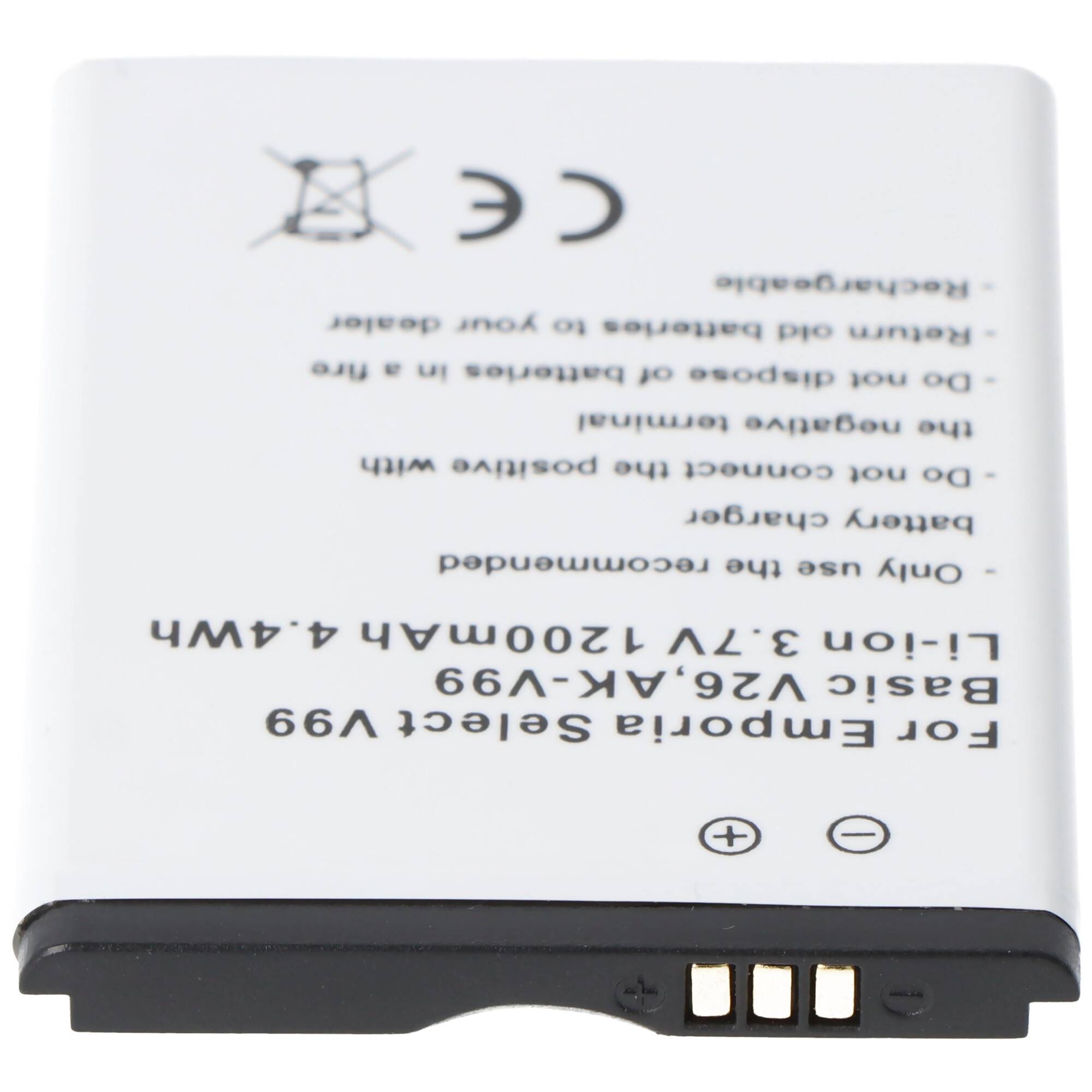 Akku passend für Emporia Select V99, Basic V26, AK-V99, Li-ion, 3,7V, 1200mAh, 4,4Wh