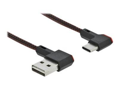 DELOCK USB-A 2.0 Stecker < USB-C gewinkelt 0,2m SW Multimedia-Technik Kabel