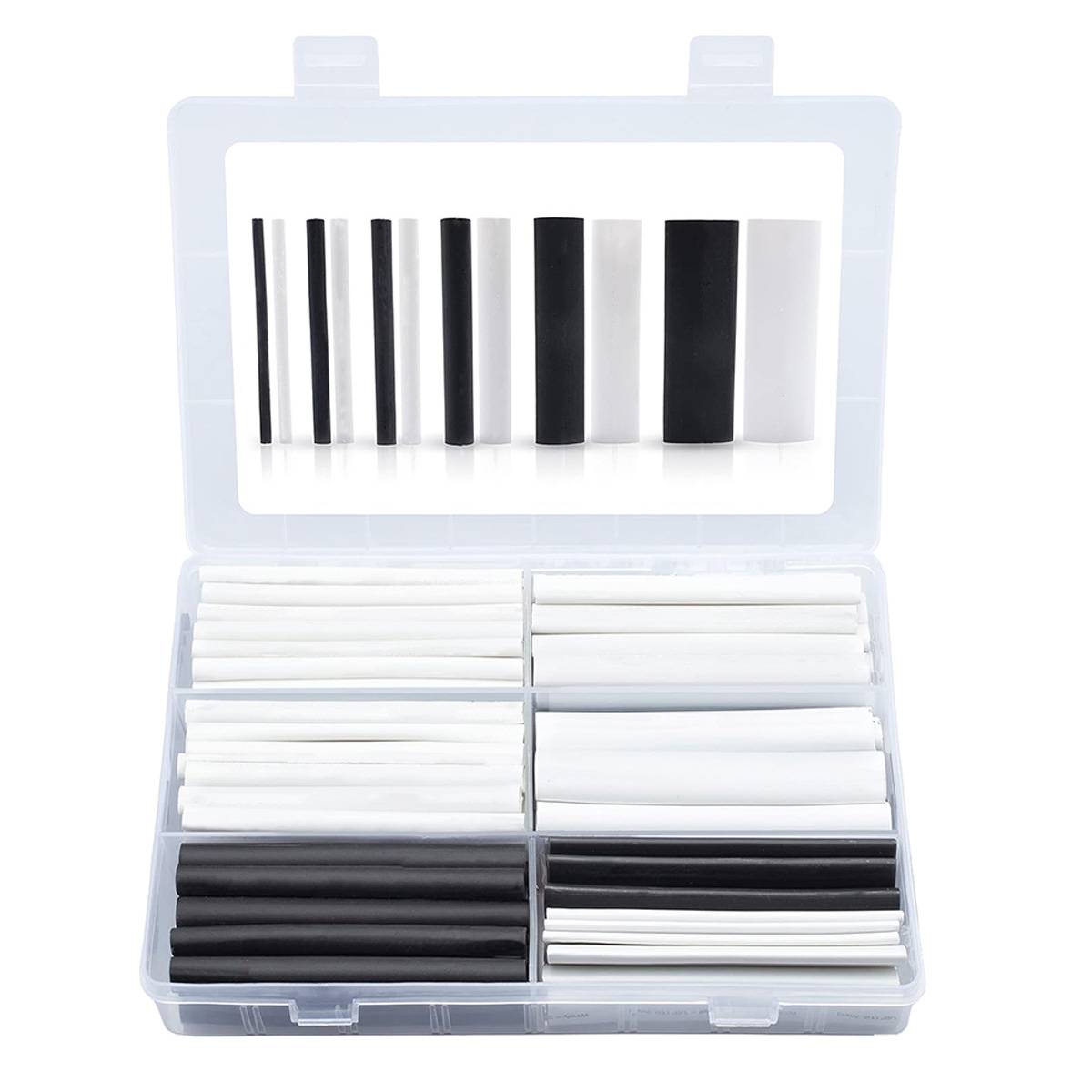 Schrumpfschlauch Sortiment Schwarz Weiß 3:1 Ratio mit Kleber Doppelwandig 124 Stück 89mm Länge Verschiedene Durchmesser