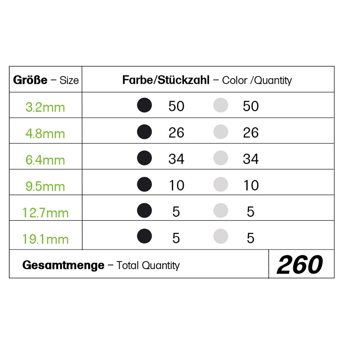 Schrumpfschlauch Sortiment Schwarz Weiß 3:1 Ratio mit Kleber Doppelwandig 260 Stück 80mm Länge Verschiedene Durchmesser