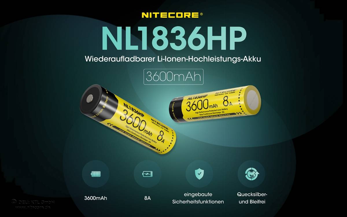 Nitecore Li-Ion Akku 18650 - 3600mAh - NL1836HP