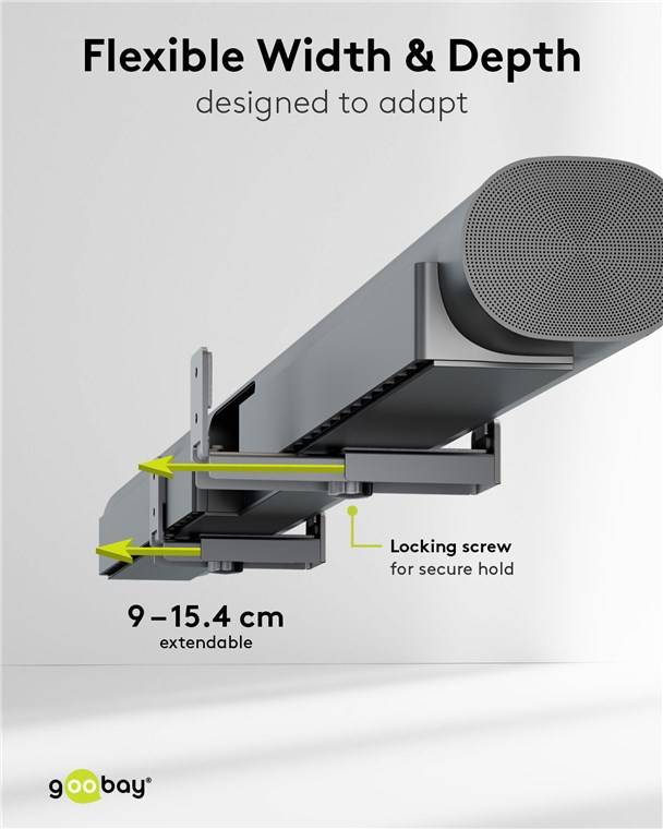 Goobay Soundbar-Wandhalterung Universal, schwarz - sichere, dezente Halterung mit gepolsterten Füßen für alle gängigen S