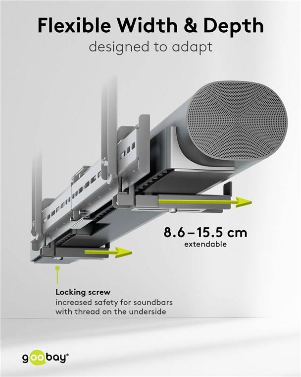 Goobay Soundbar-Halterung für TV-Geräte Universal, schwarz - sichere, dezente Halterung mit gepolsterten Füßen für alle