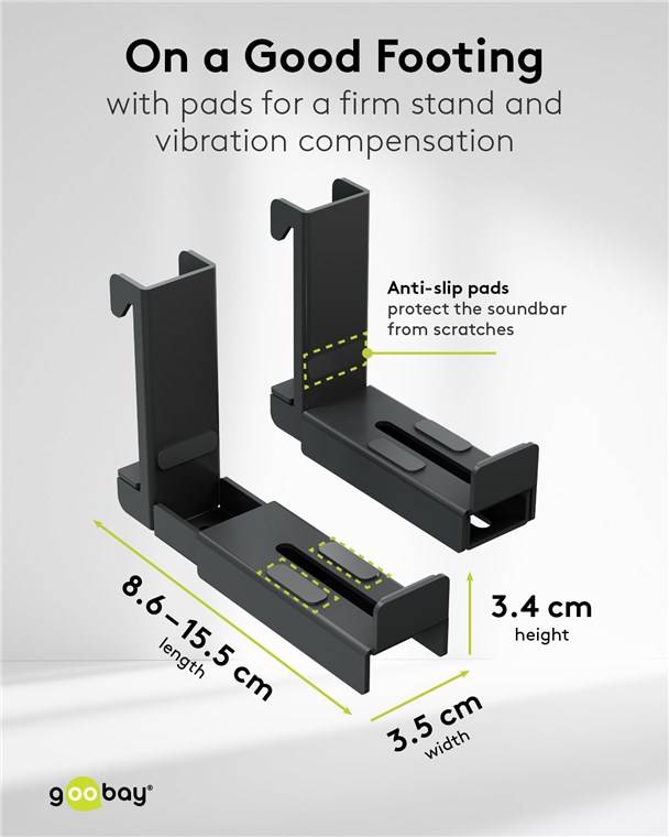 Goobay Soundbar-Halterung für TV-Geräte Universal, schwarz - sichere, dezente Halterung mit gepolsterten Füßen für alle