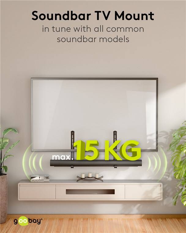 Goobay Soundbar-Halterung für TV-Geräte Universal, schwarz - sichere, dezente Halterung mit gepolsterten Füßen für alle