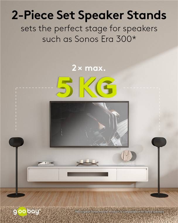 Goobay Lautsprecherständer Modern Era 3 Base, schwarz - 2 Stück, kompatibel mit dem Sonos Era 300, mit dem reduzierten D