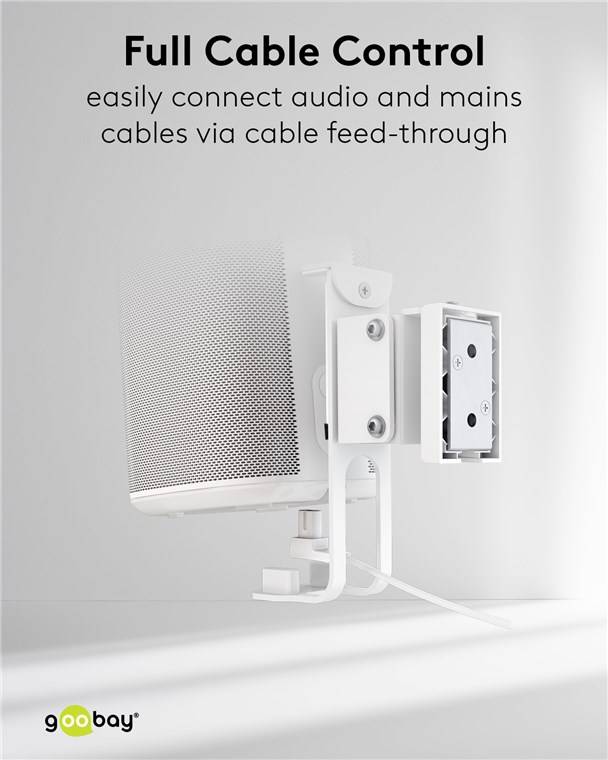 Goobay Lautsprecher-Wandhalterung One Sound Flex, weiß - 2 Stück, kompatibel mit dem Sonos One und Sonos One SL, sichere