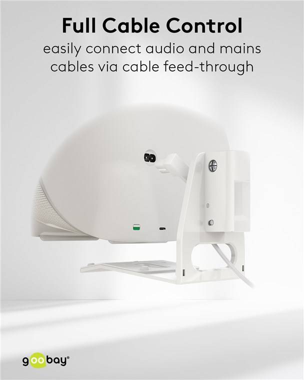 Goobay Lautsprecher-Wandhalterung Modern Era 3 Flex, weiß - 2 Stück, kompatibel mit dem Sonos Era 300, sichere und dezen