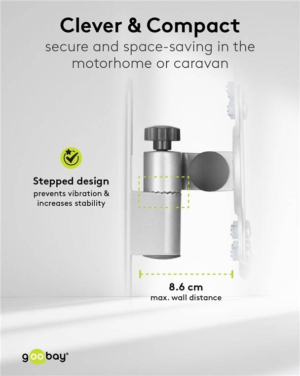 Goobay TV-Wandhalterung Caravan TILT (M), silber - Halterung für Fernseher von 13 bis 43 Zoll (33 – 109 cm), max. 15 kg,