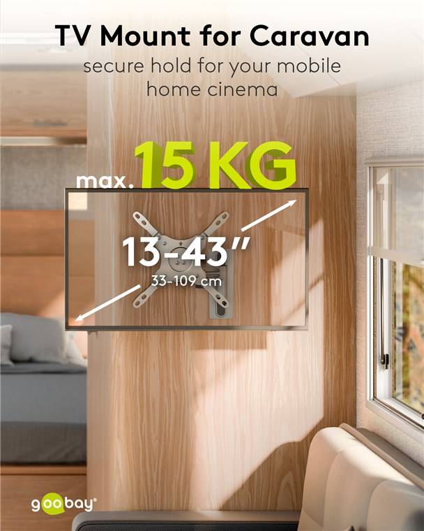 Goobay TV-Wandhalterung Caravan FULLMOTION (M), silber - Halterung für Fernseher von 13 bis 43 Zoll (33 – 109 cm), max.