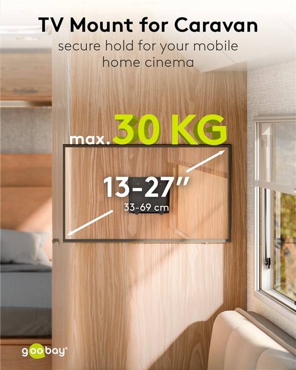 Goobay TV-Wandhalterung Caravan FIXED (S), schwarz - Halterung für Fernseher von 13 bis 27 Zoll (33 – 69 cm), max. 30 kg