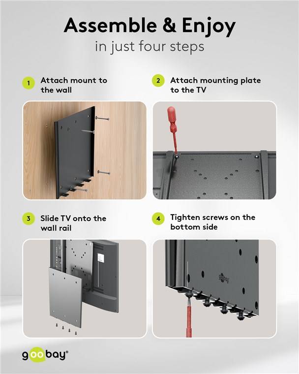 Goobay TV-Wandhalterung Caravan FIXED (S), schwarz - Halterung für Fernseher von 13 bis 27 Zoll (33 – 69 cm), max. 30 kg