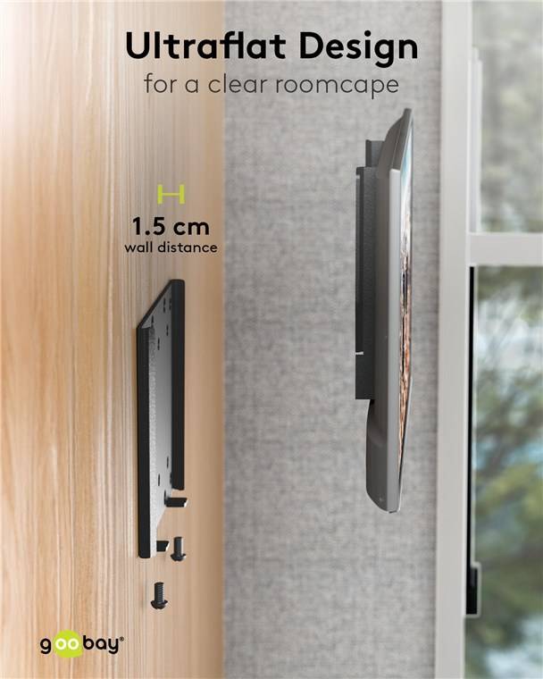 Goobay TV-Wandhalterung Caravan FIXED (S), schwarz - Halterung für Fernseher von 13 bis 27 Zoll (33 – 69 cm), max. 30 kg