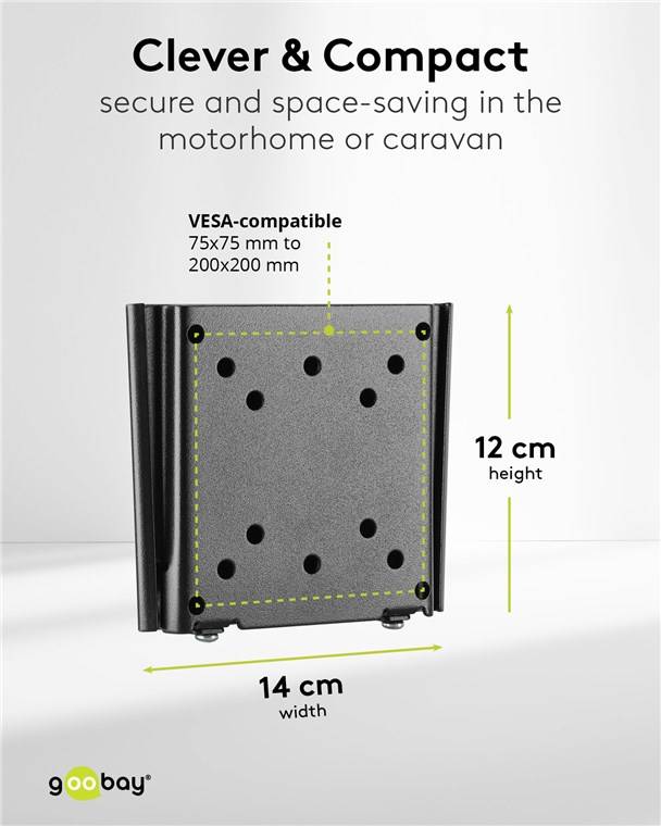 Goobay TV-Wandhalterung Caravan FIXED (S), schwarz - Halterung für Fernseher von 13 bis 27 Zoll (33 – 69 cm), max. 30 kg