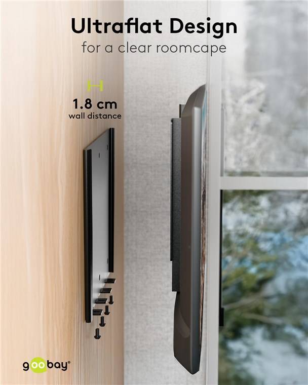 Goobay TV-Wandhalterung Caravan FIXED (M), schwarz - Halterung für Fernseher von 23 bis 42 Zoll (58 – 107 cm), max. 30 k