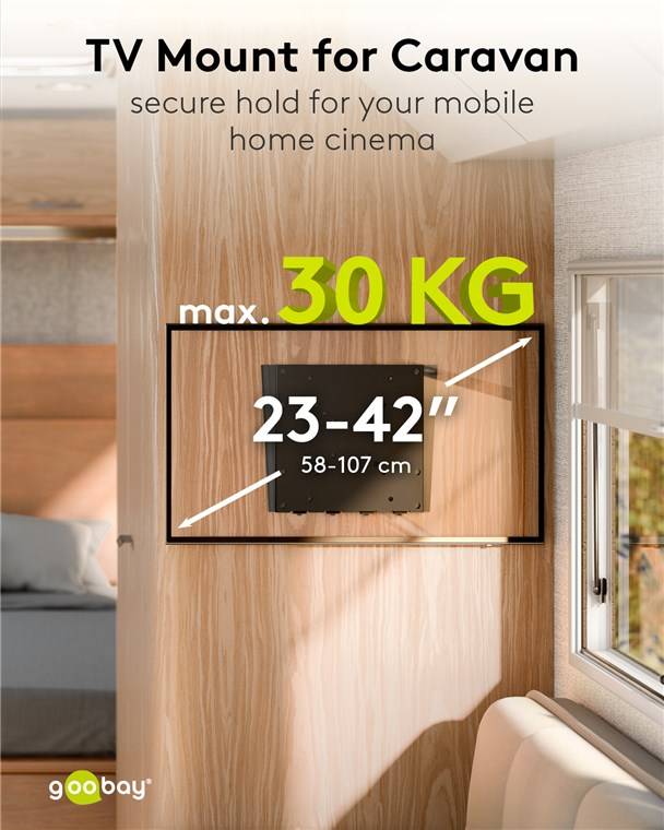 Goobay TV-Wandhalterung Caravan FIXED (M), schwarz - Halterung für Fernseher von 23 bis 42 Zoll (58 – 107 cm), max. 30 k
