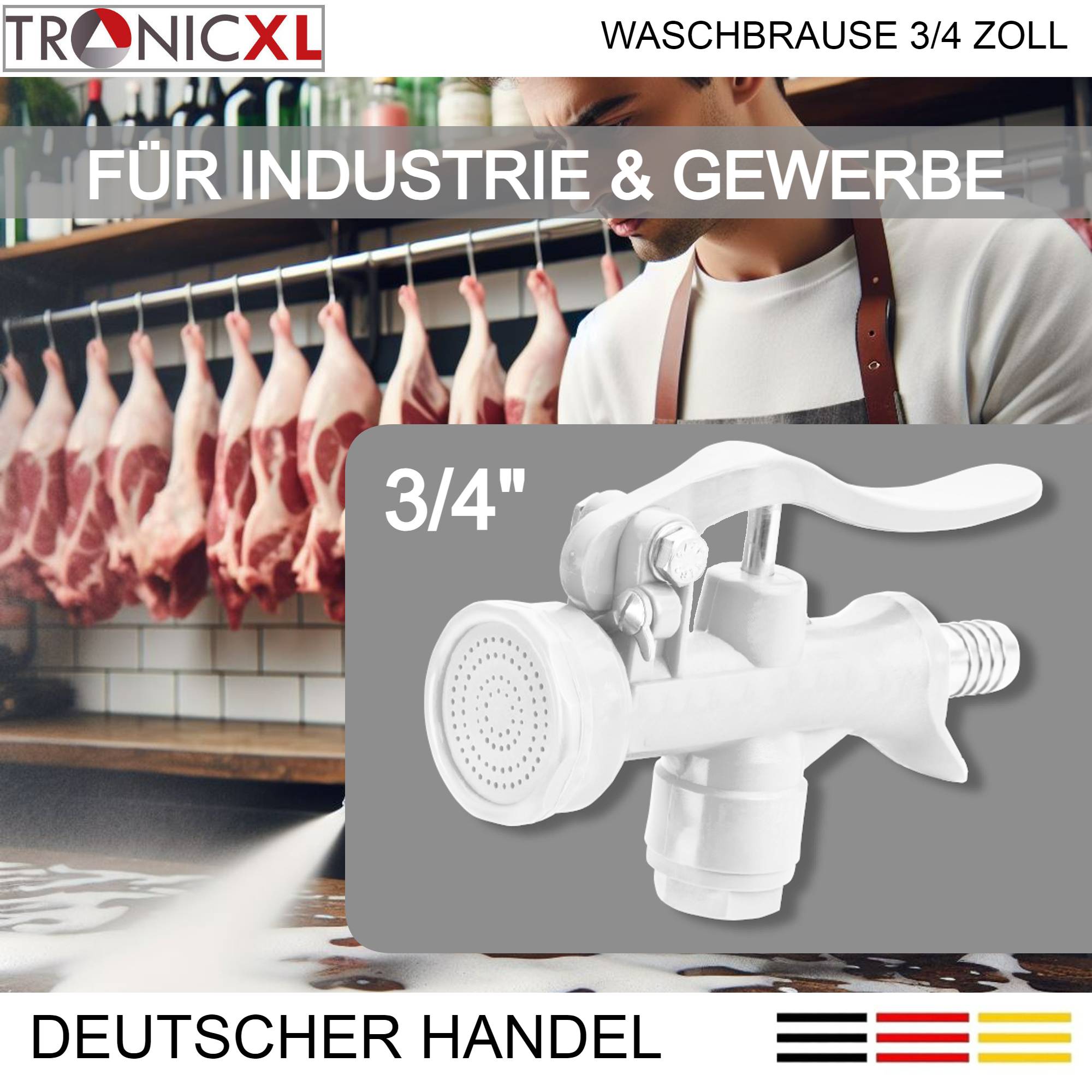 Gastro Waschbrause Duschkopf Handduschkopf Handduschapparat Sparbrause 3/4 Zoll 19mm Reinigungspistole Spar Wasch Brause