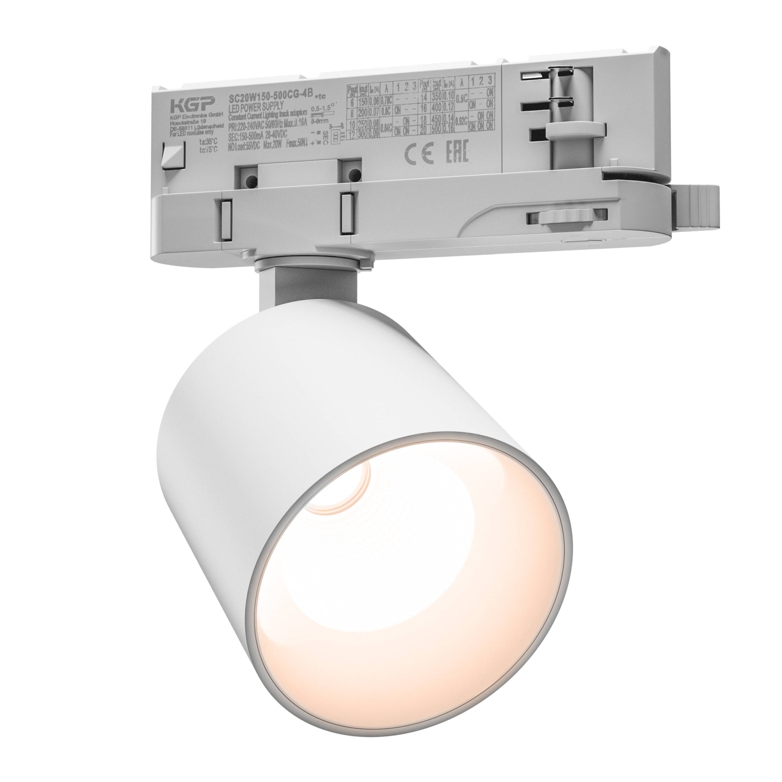 Spectrum LED 3-Phasen Stromschienenstrahler ARTEMIDA MINI 6,5-20W 600-1700lm weiß 36°/60° 230V IP20 Warm 3000K