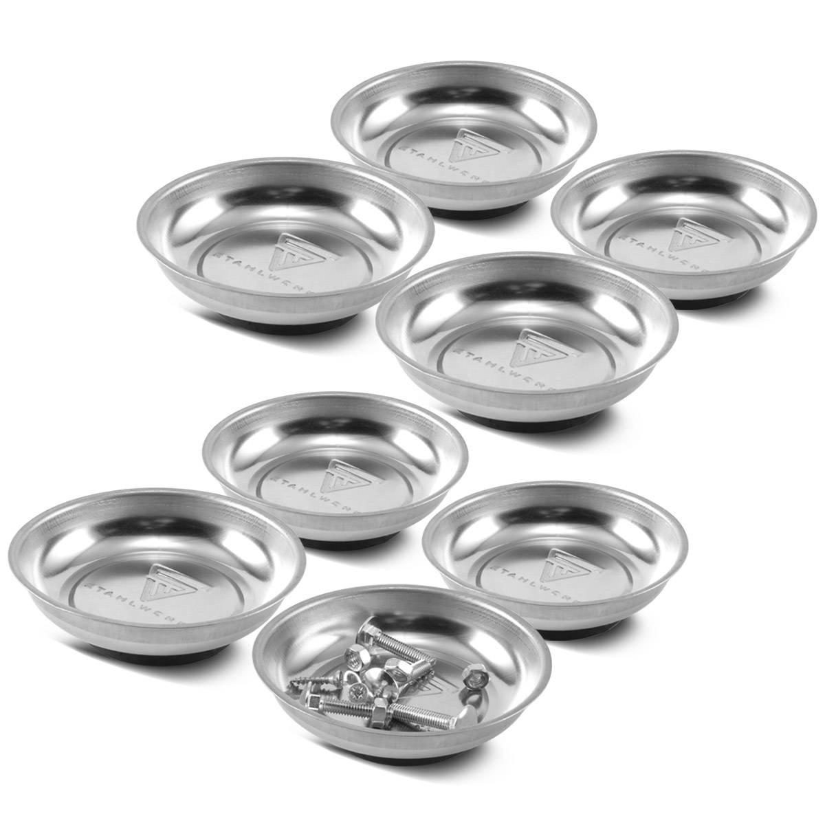 STAHLWERK Magnetschale 4 Zoll aus Edelstahl mit starkem Magnet 8 Stück