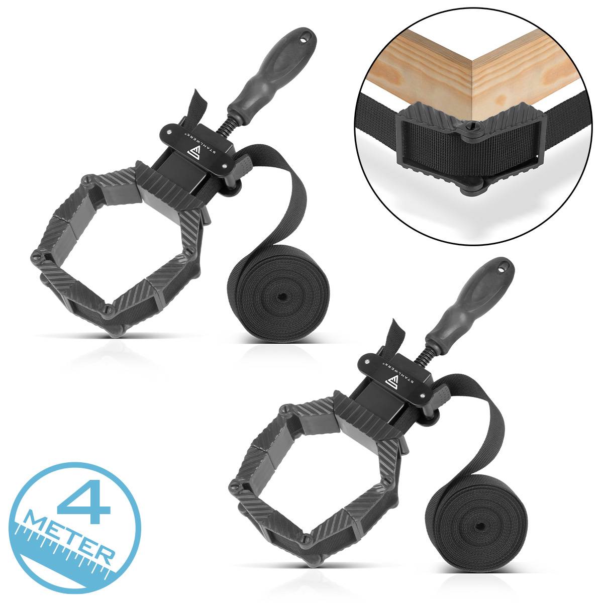 STAHLWERK 2 x Rahmenspanner Winkelspanner Bandspanner Eckspanner Spannhilfe