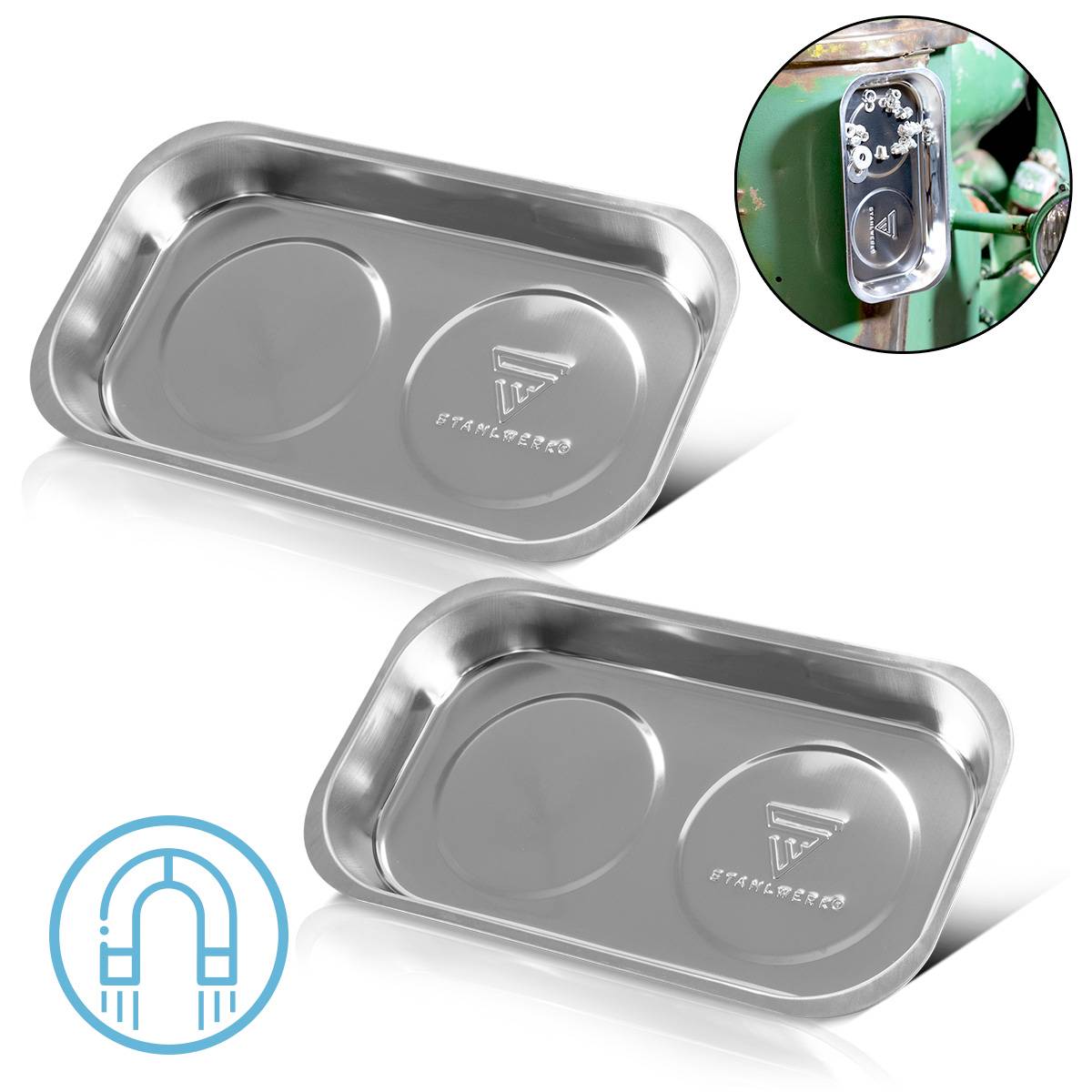 STAHLWERK 2 x Magnetschale MS-28 ST 237 x 136 x 28 mm Magnetteller