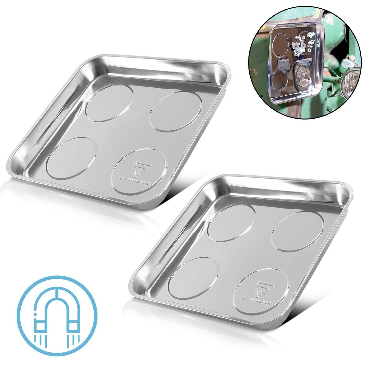 STAHLWERK 2 x Magnetschale 270 x 292 x 30 mm Magnetteller Schraubenschale