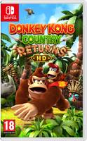 Nintendo Switch Spielcover für Donkey Kong Country Returns HD, das Donkey Kong und Diddy Kong in einer Dschungelszene mit dem Titel und der Altersfreigabe 18 zeigt.