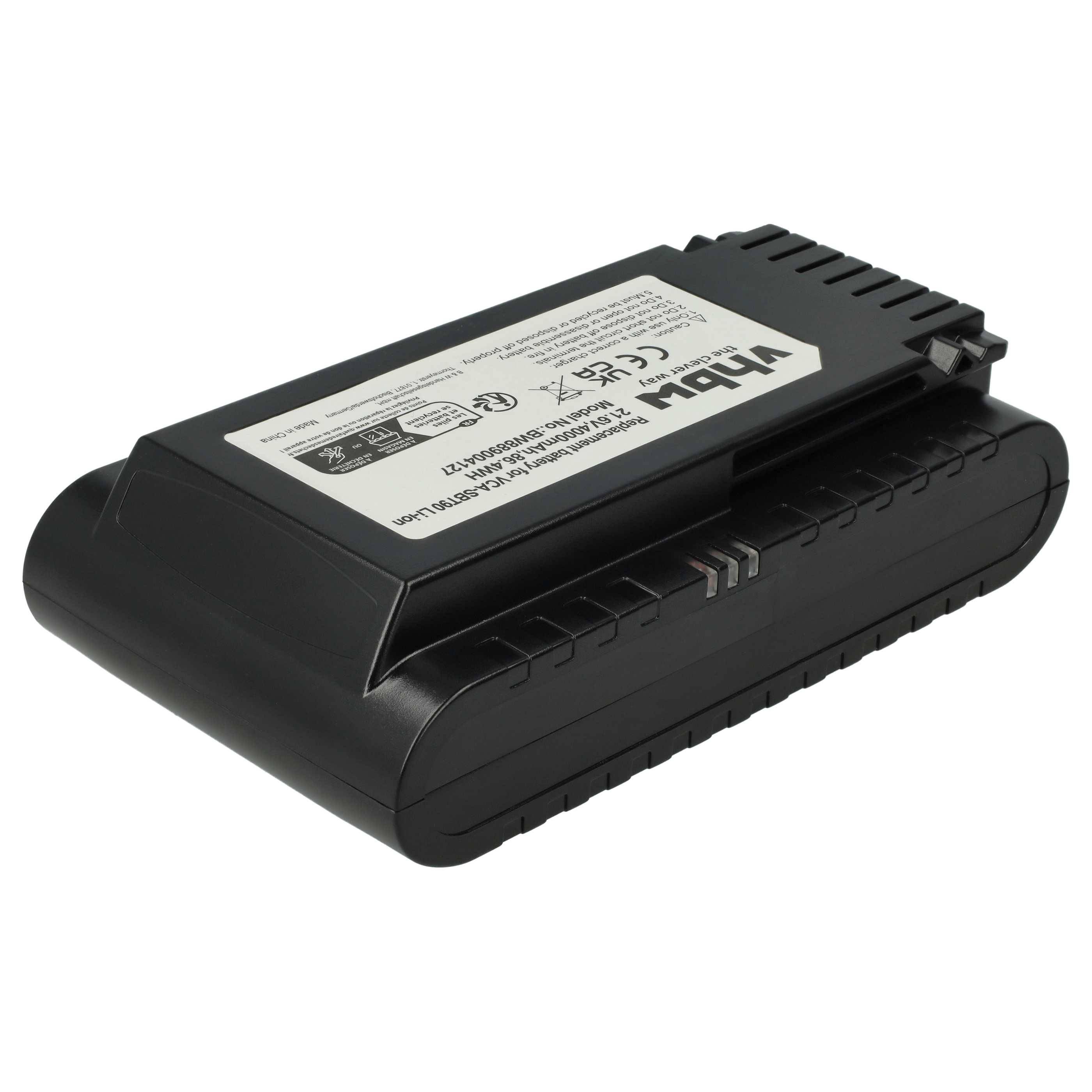 vhbw Akku kompatibel mit Samsung VS20R9049S3/EU, VS20R90G6R3/EG, VS20T7532T1/EU, VS20T7534T1/SH Staubsauger Schwarz (4000 mAh, 21,6 V, Li-Ion)