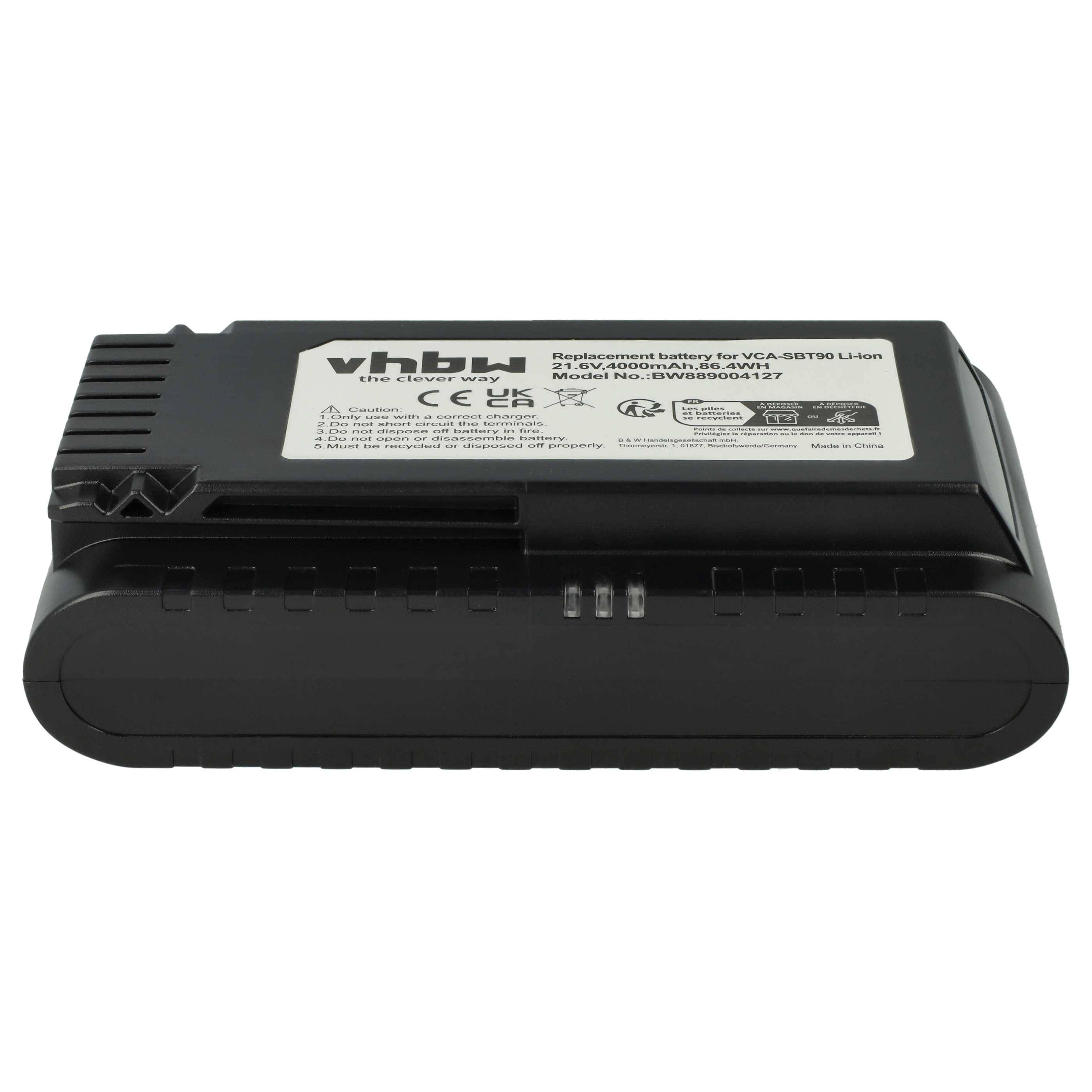 vhbw Akku kompatibel mit Samsung Jet 75 Multi VS20T7534T1/SH, 75 Premium Staubsauger Schwarz (4000 mAh, 21,6 V, Li-Ion)