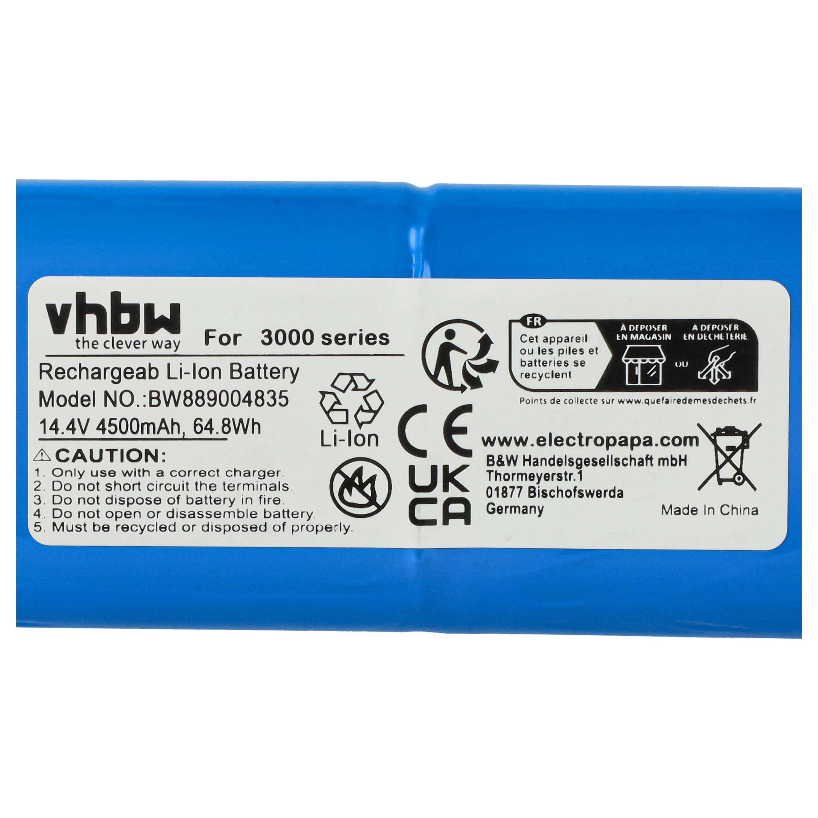 vhbw Akku Ersatz für Philips C1048A2 für Saugroboter (4500 mAh, 14,4 V, Li-Ion)