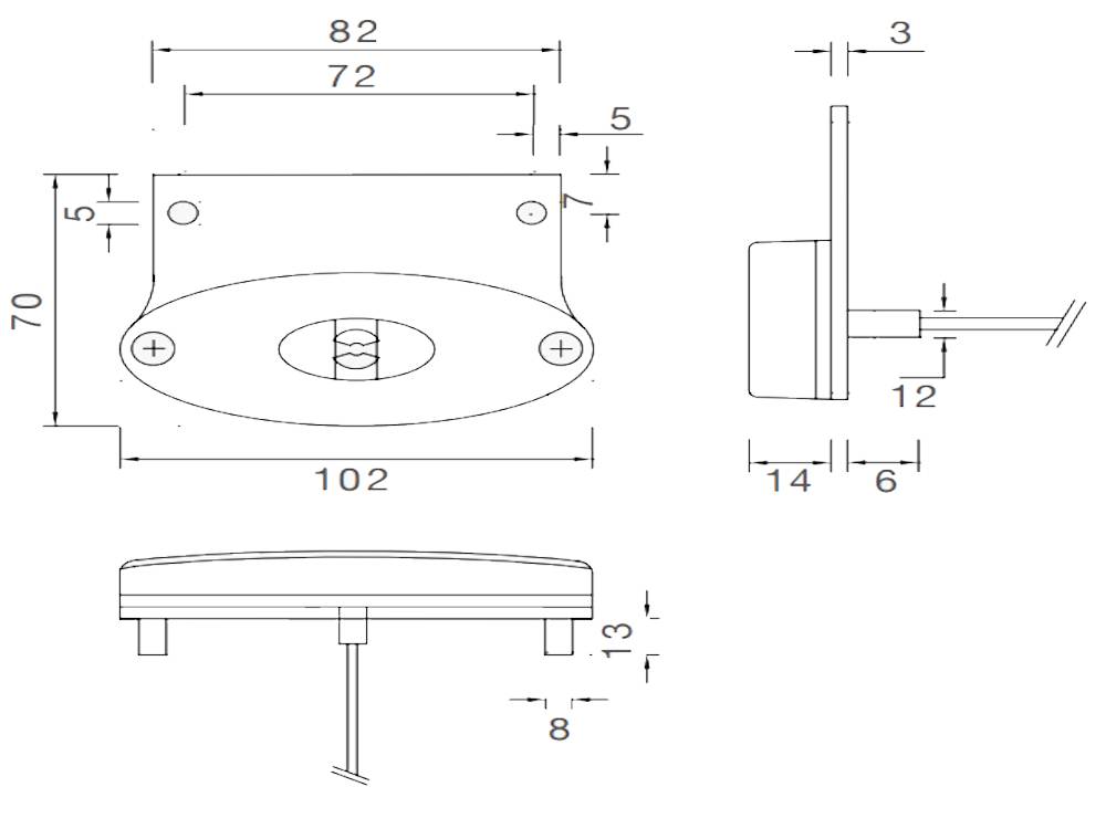 Aspöck Seitenmarkierungsleuchte Flatpoint 2 LED Gelb 0,5 m Kabel mit Halter - 31-2369-017