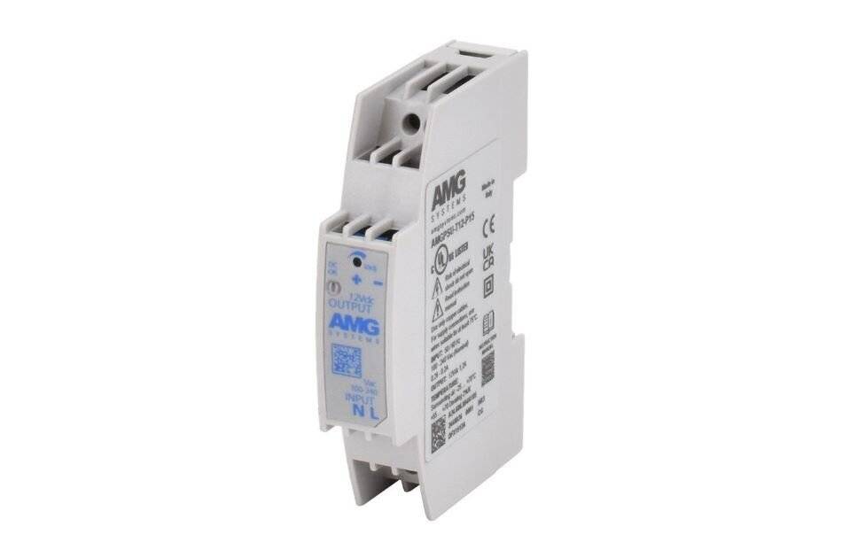 AMGPSU-T12-P15, 12VDC, 15W (1,2A) industrielles Hutschienennetztei, -25°C to +70°C, (Einstellbar 11-14 VDC), NDAA & TAA