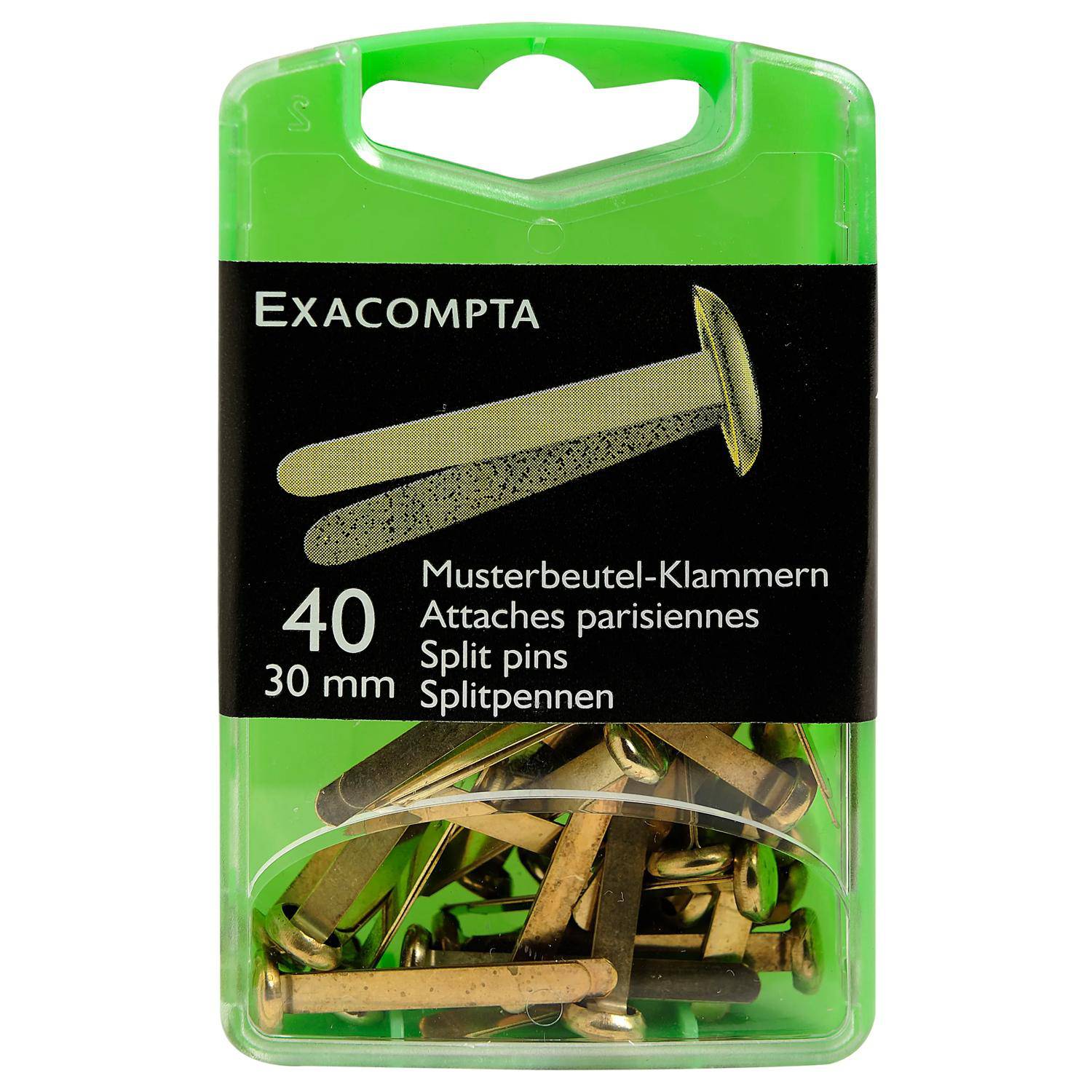 Exacompta 5x Box mit 40 Stück Musterbeutelklammern, 30mm - Gold - 14748E