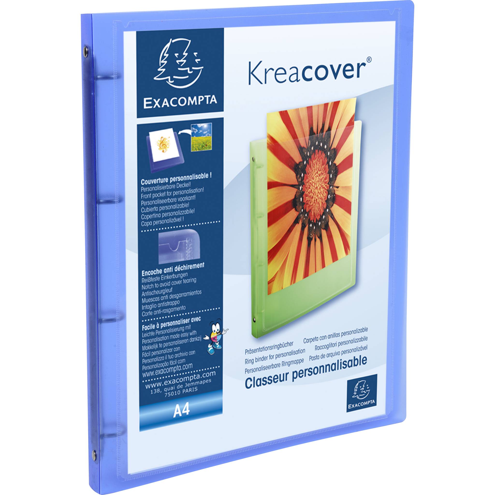 Exacompta 20x Ringhefter aus PP 500, 4Ring Rücken 20mm, A4 - sortiert - 51969E