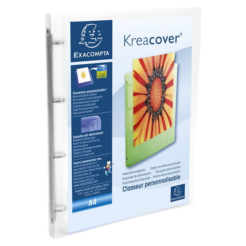 Exacompta 20x Ringhefter aus PP 500, 4Ring Rücken 20mm, A4 - sortiert - 51969E