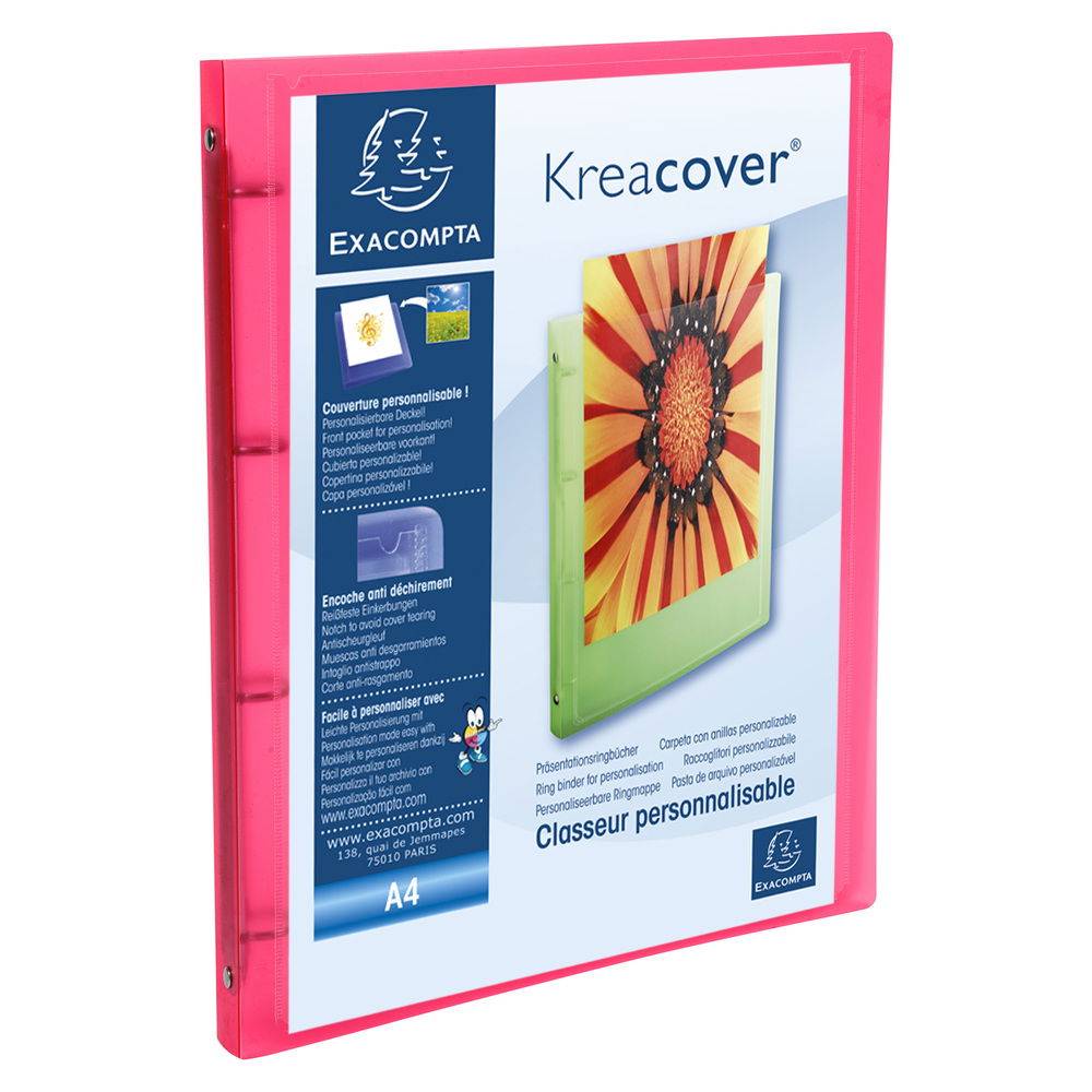 Exacompta 20x Ringhefter aus PP 500, 4Ring Rücken 20mm, A4 - sortiert - 51969E