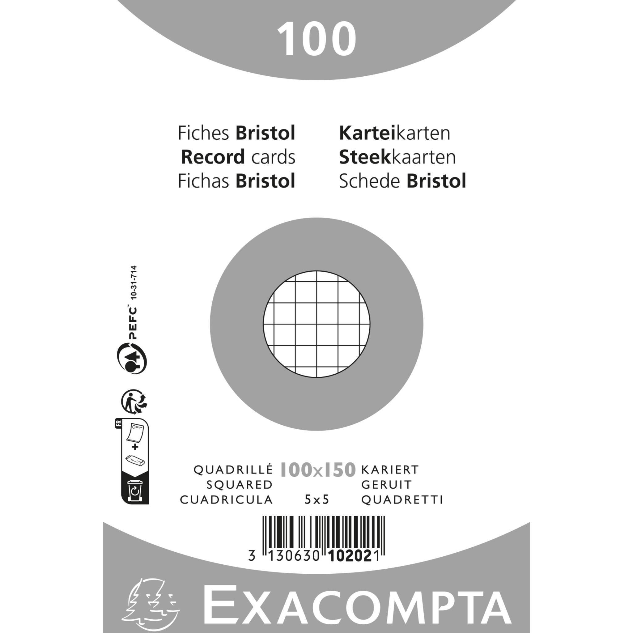 Exacompta 20x Karteikarten 100x150 kariert 100St - Weiß - 10202E