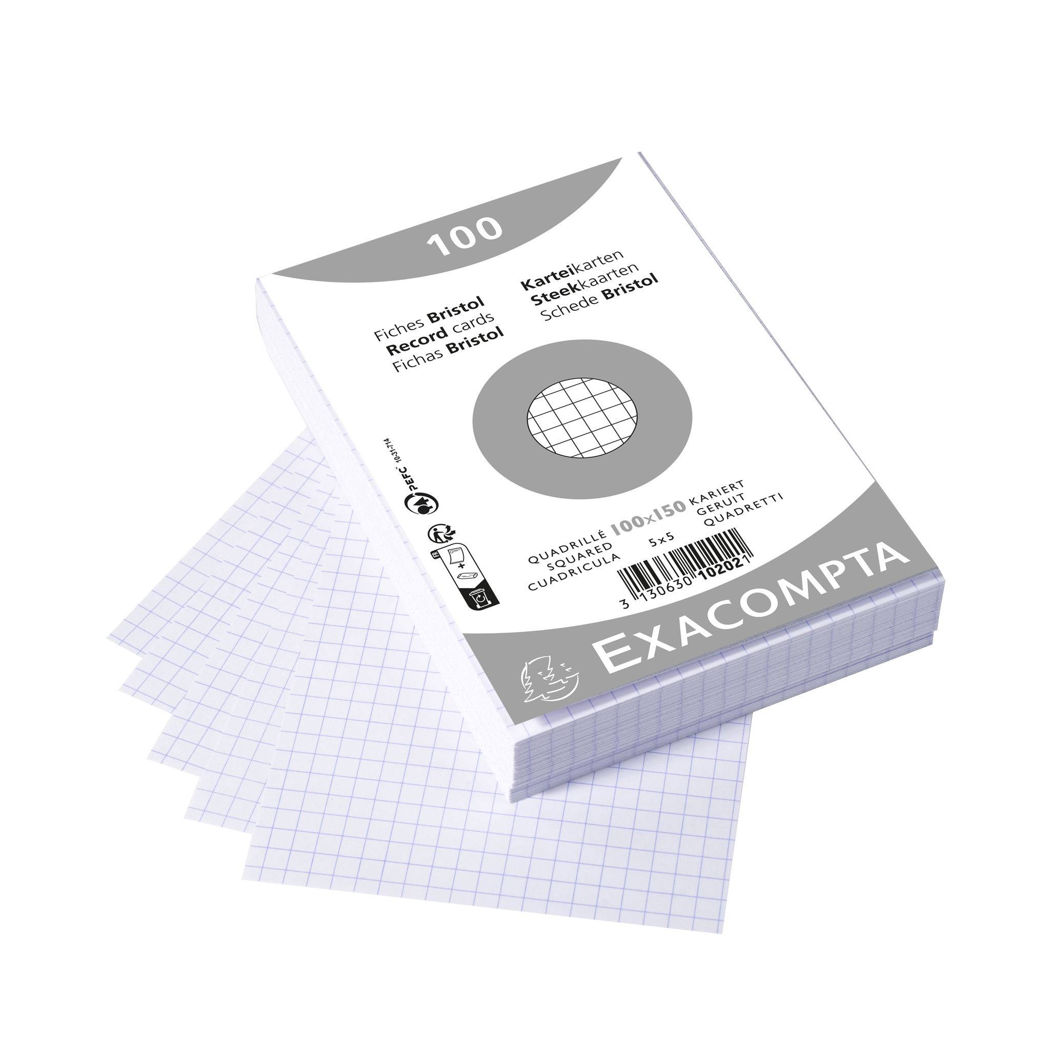 Exacompta 20x Karteikarten 100x150 kariert 100St - Weiß - 10202E