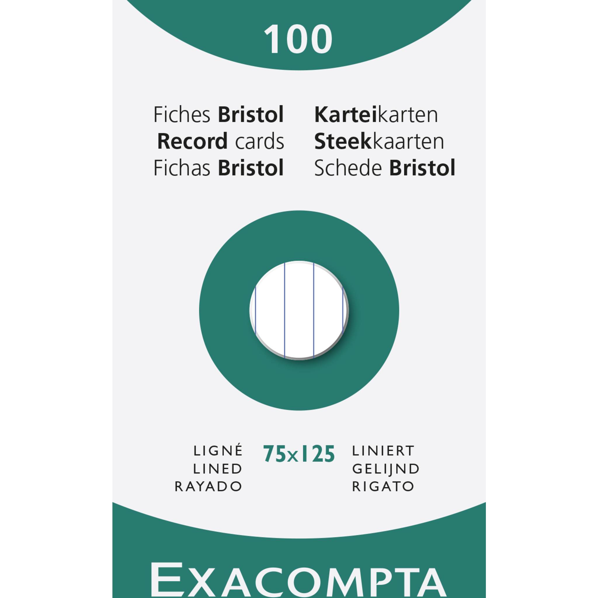 Exacompta 10x Karteikarten 75x125 mm 100 Stück linniert - Weiß - 13801X