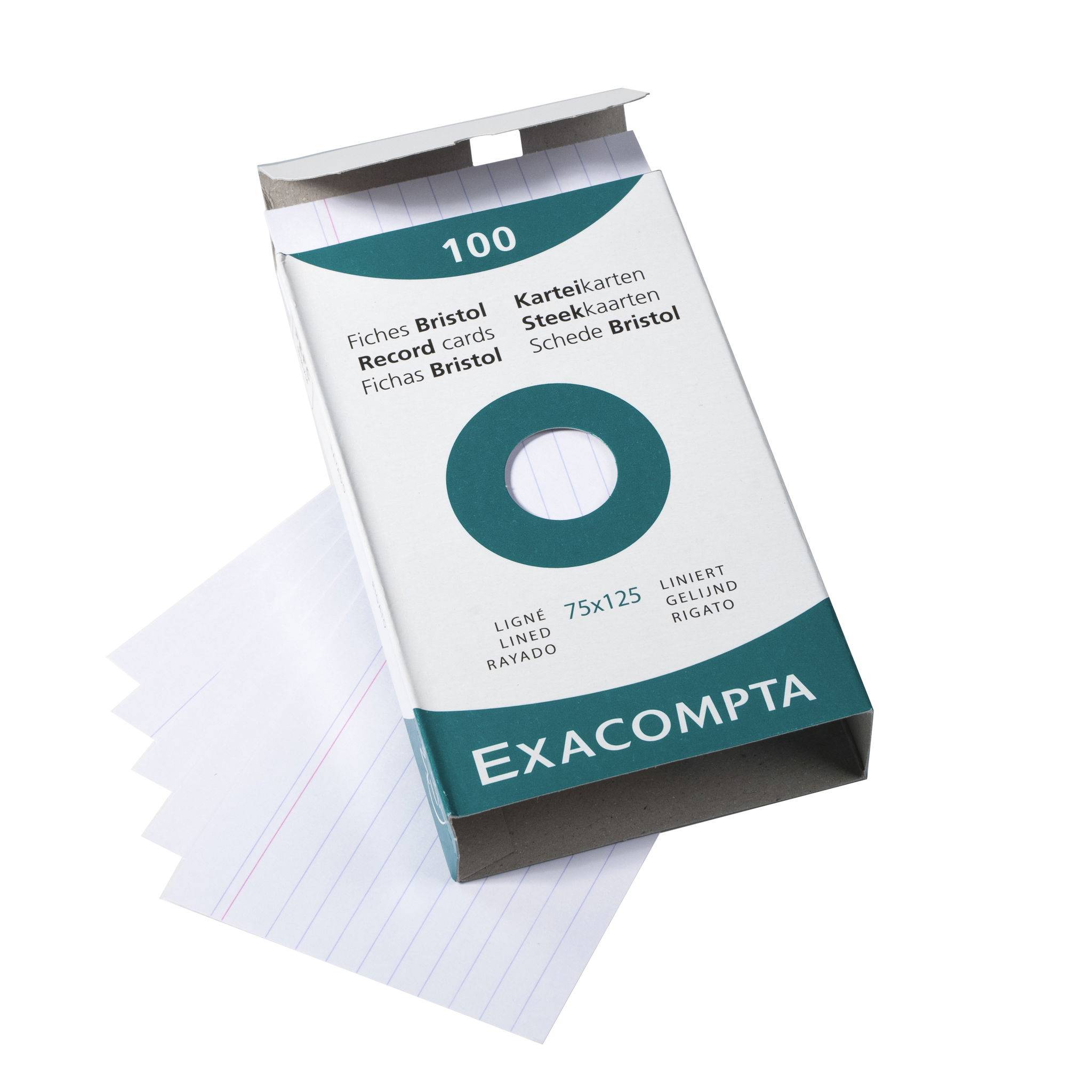 Exacompta 10x Karteikarten 75x125 mm 100 Stück linniert - Weiß - 13801X