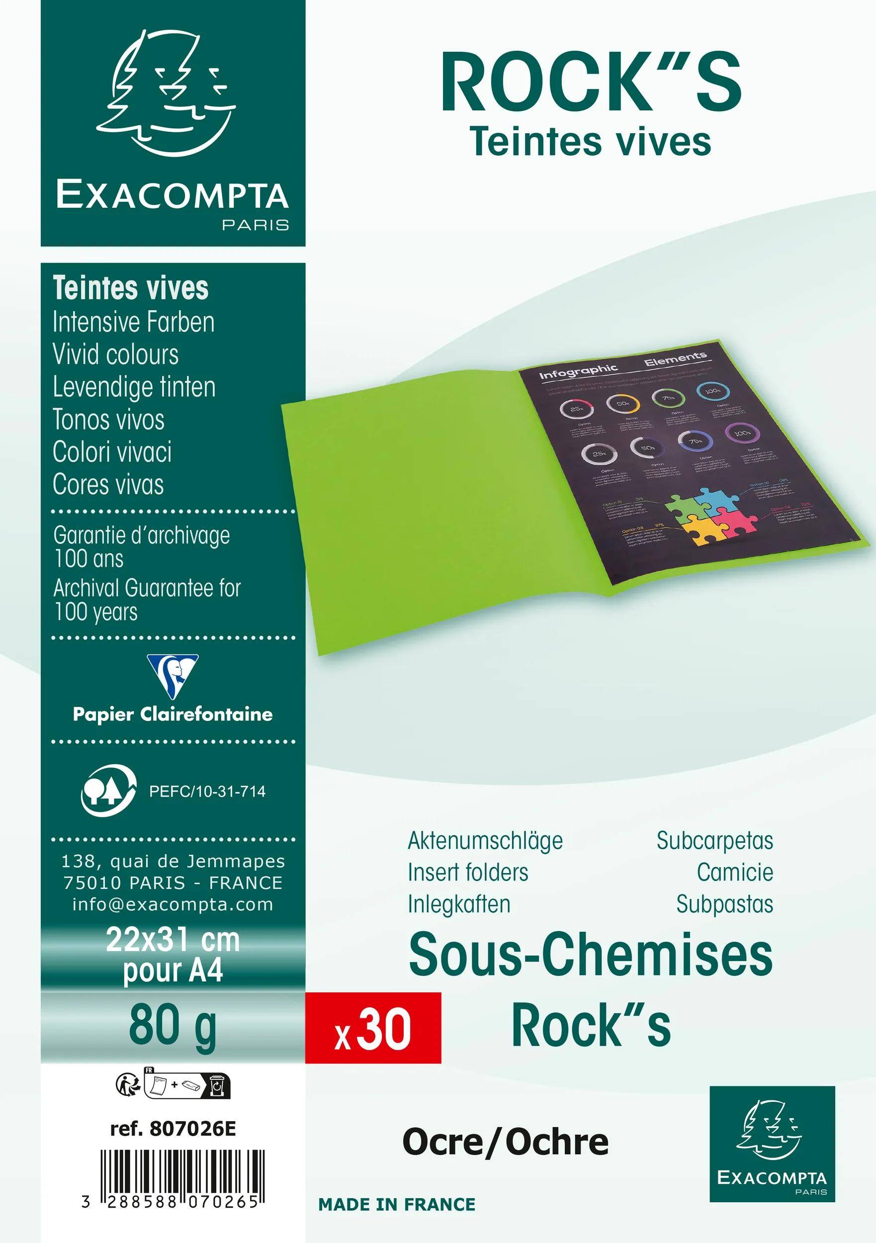Exacompta 10x 30er Packung ROCKS 80 22x31cm - Ocker - 807026E