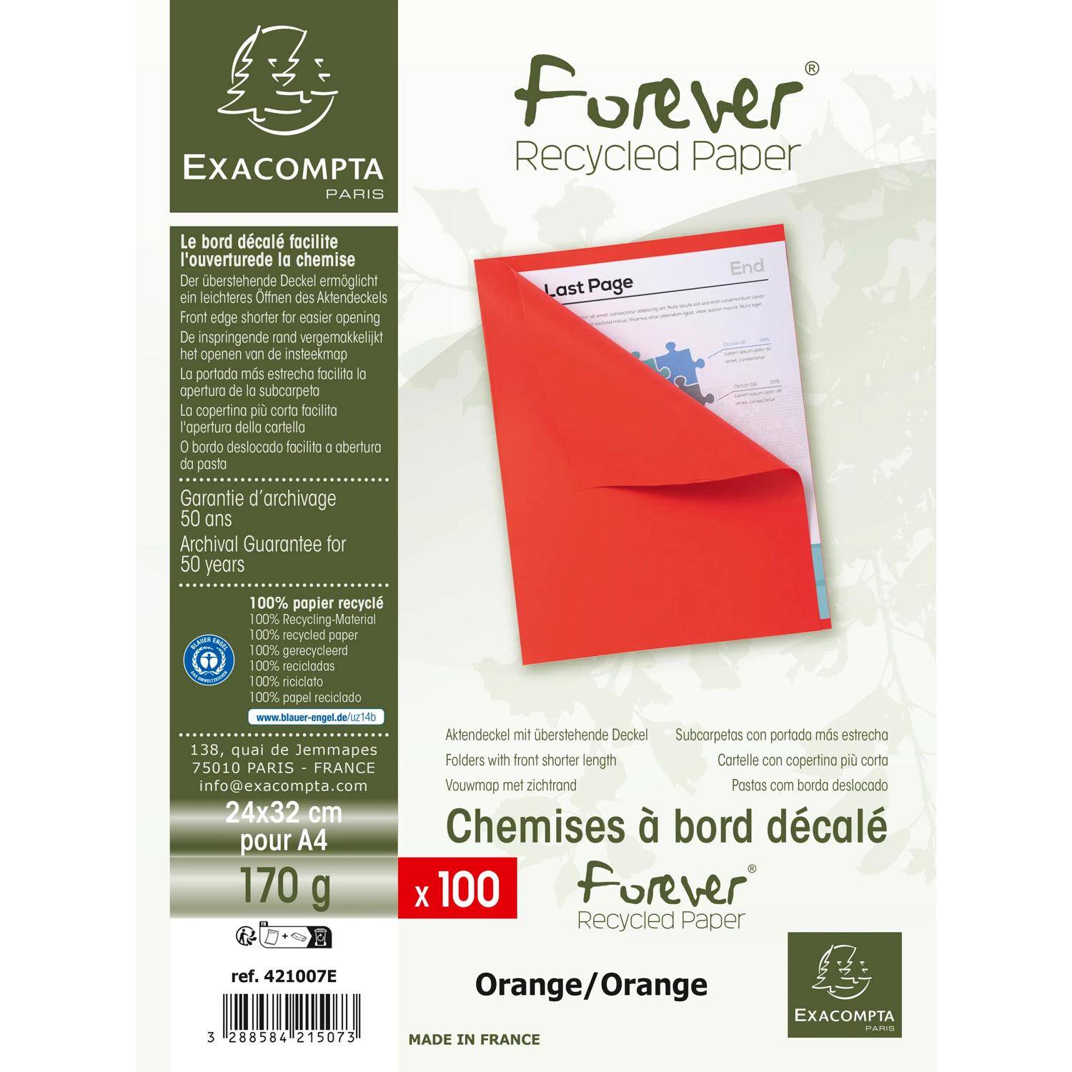 Exacompta 5x 100er Packung FOREVER® 170 mit rotem Rand - Orange - 421007E