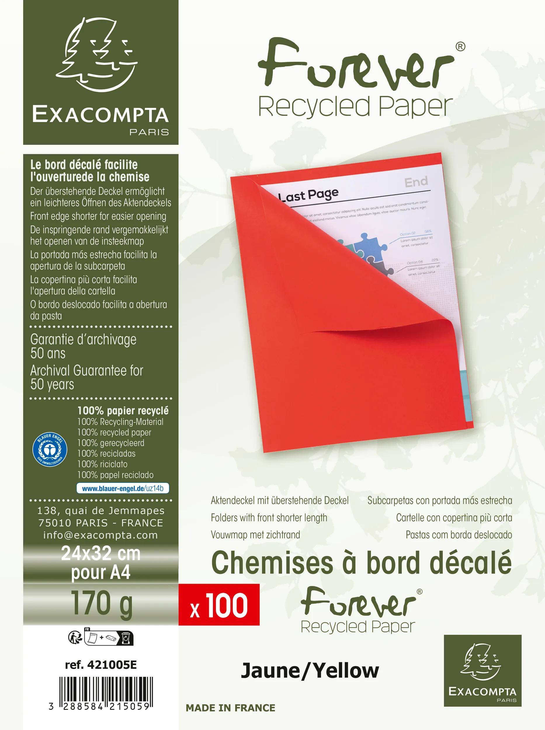 Exacompta 5x 100er Packung FOREVER® 170 mit rotem Rand - Gelb - 421005E