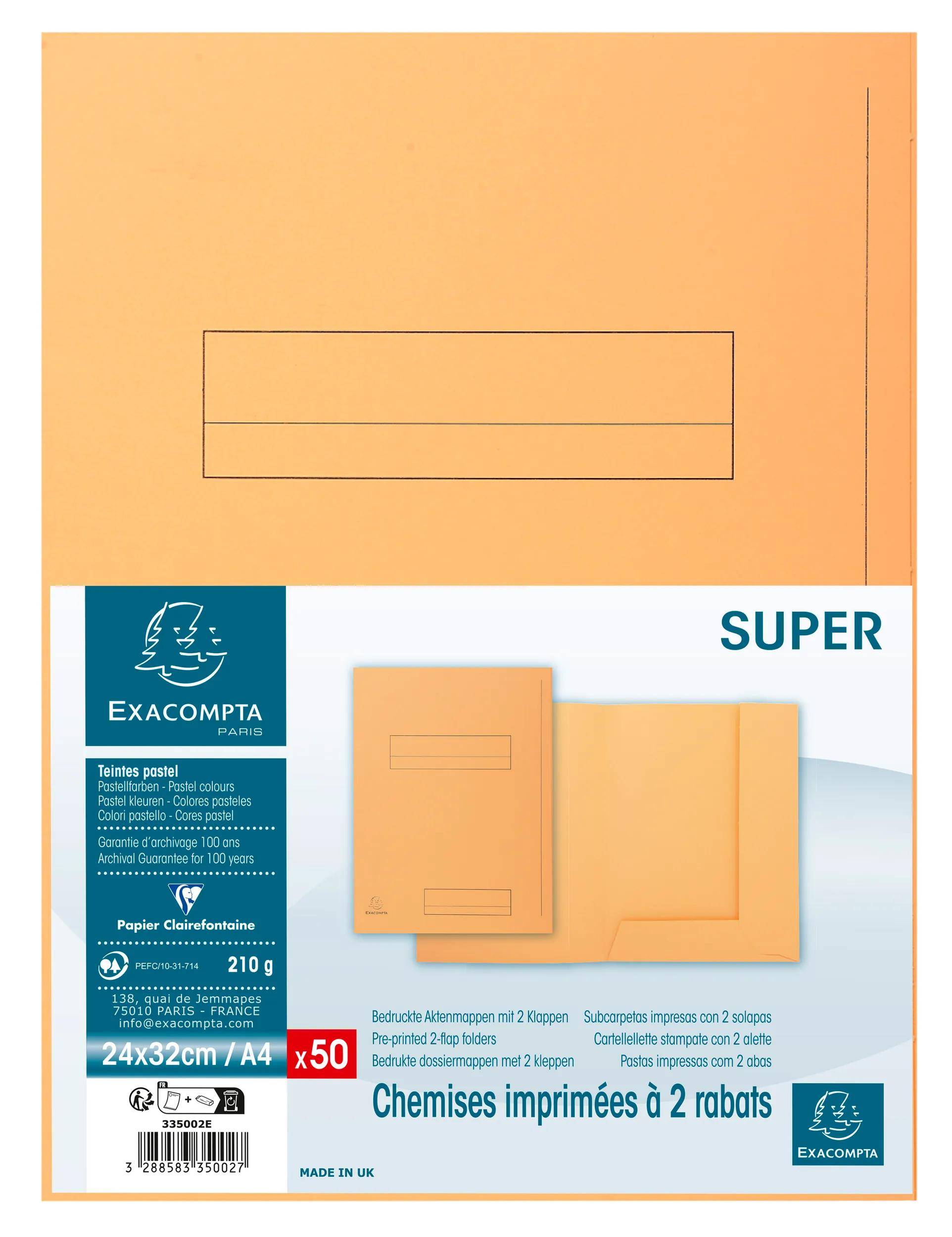 Exacompta 5x 50er Aktenmappe 2 Klappen SUPER 210 24x32cm - Sand - 335002E