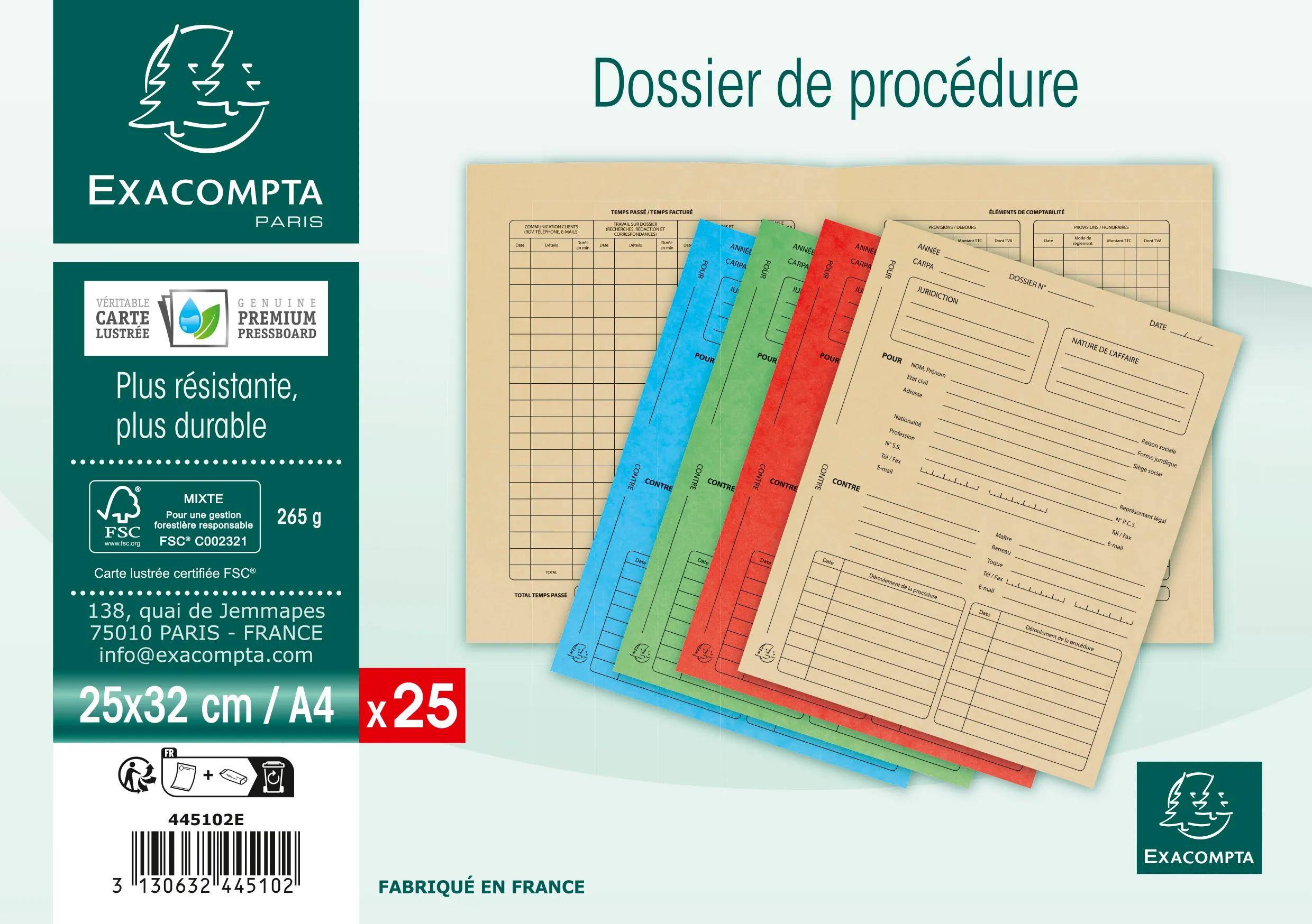 Exacompta 5x 25er Aktendeckel Procedure elfenbein 25x32cm - Türkis - 445102E