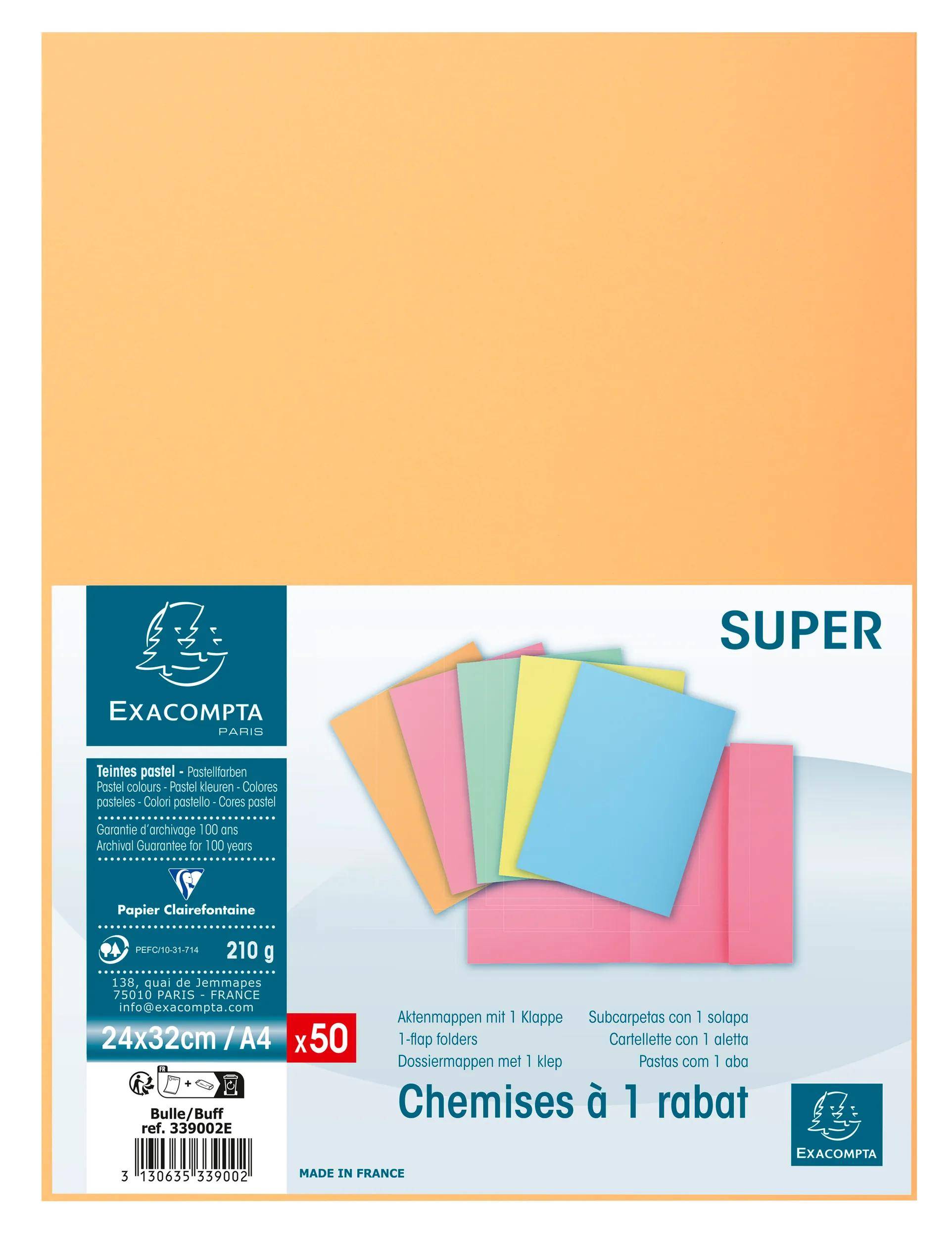 Exacompta 5x 50er Sammelmappen SUPER 210 mit eine Klappe - Sand - 339002E