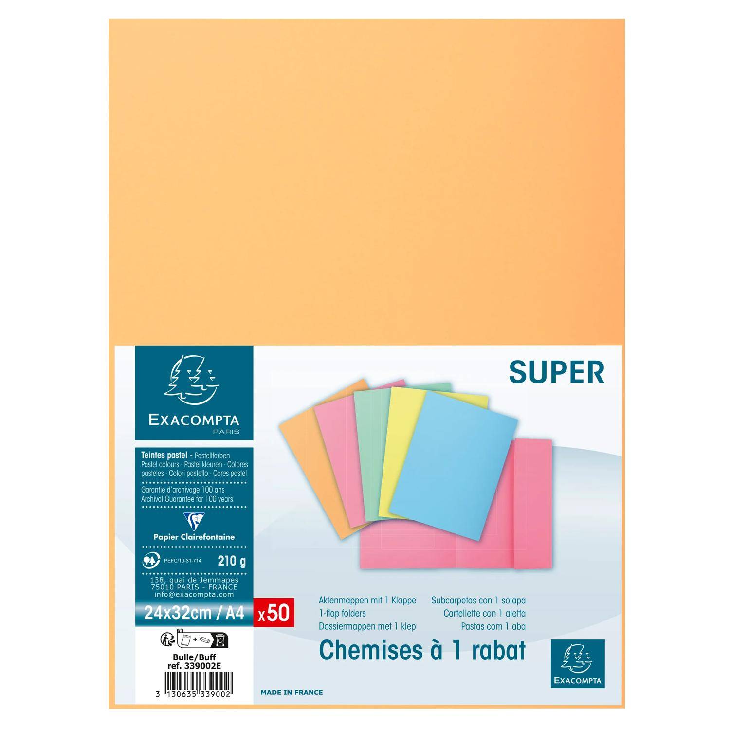 Exacompta 5x 50er Sammelmappen SUPER 210 mit eine Klappe - Sand - 339002E